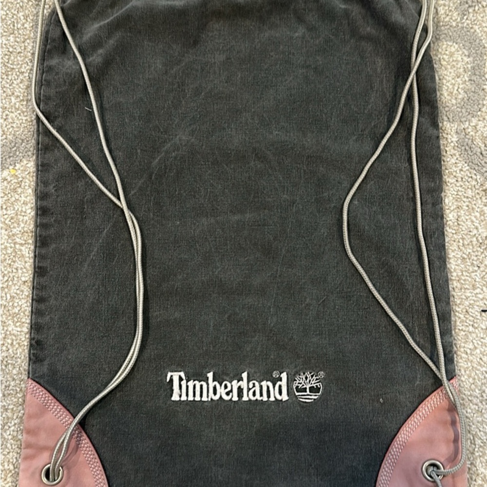 Timberland Black and Brown Backpack with Leather Accents